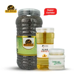 (Chia Honey SUPER Combo) সুপার কম্বো প্যাক- ১ কেজি প্যারাগুয়ে প্রিমিয়াম চিয়া সিড এবং ১ কেজি লিচু ফুলের মধু সাথে ২৫০ গ্রাম পিঙ্ক সল্ট ফ্রি !!!